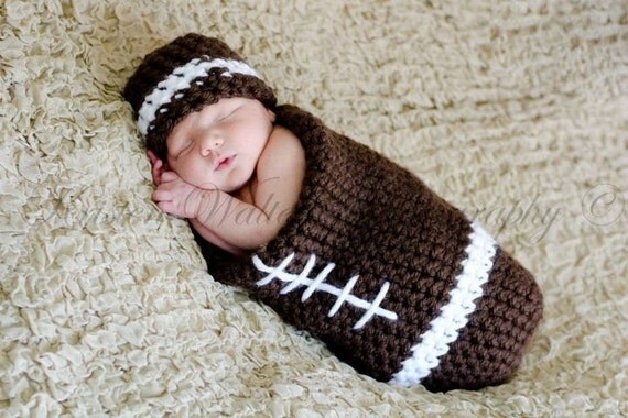 READY TO SHIP Football Hat and Cocoon set for 0-3 Months Great Photography Prop
