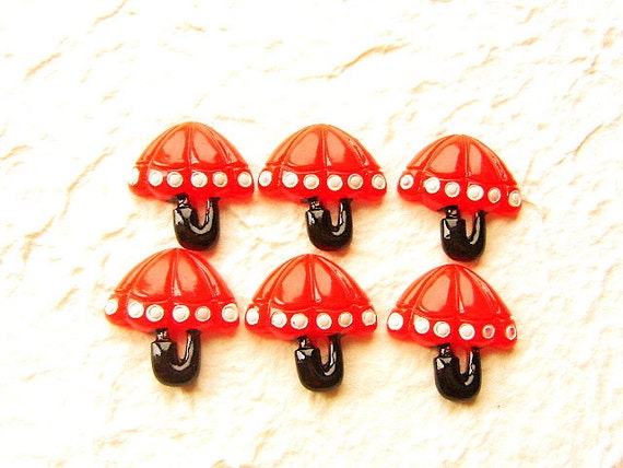 WHOLESALE  Kawaii Cabochons 6 Red Umbrella by DecoSweets on Etsy