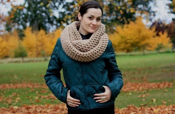 Knit Infinity Scarf Snood Dune by zukas on Etsy