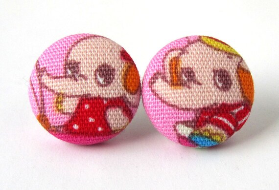 Elephant earrings kawaii children kids bright pink by KooKooCraft