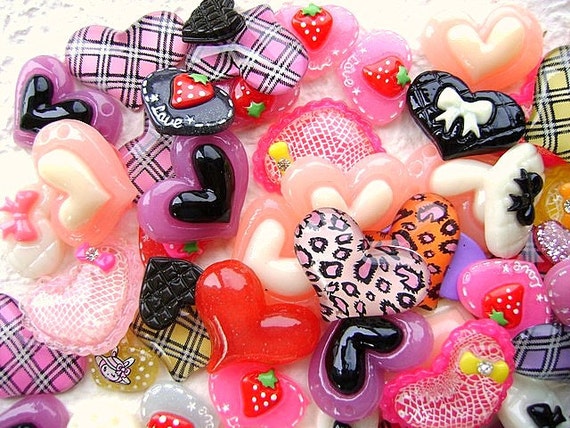 WHOLESALE Kawaii Cabochons 135 Hearts DecoSweets by DecoSweets