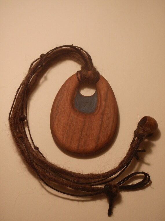 Unique Wood Pendant teak and turquoise sycomore by MaggiesSoaps