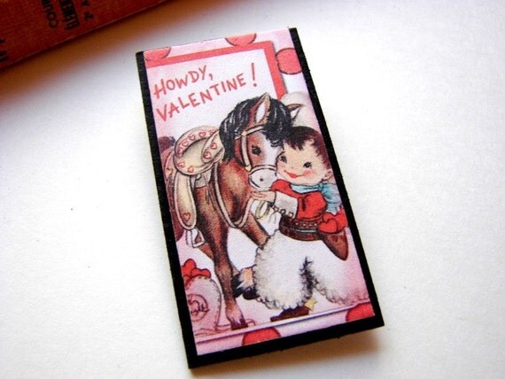 Valentine Pin Brooch Cowboy and His Horse Say Howdy by mimiandlucy