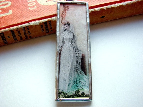 Soldered Glass Art Pendant Regency Romance by mimiandlucy on Etsy