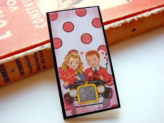 Valentine Pin Brooch Let's Go Together Kids in a by mimiandlucy