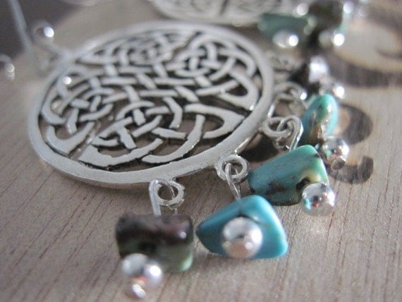 Turquoise Earrings Sterling Silver Celtic Knot Turquoise