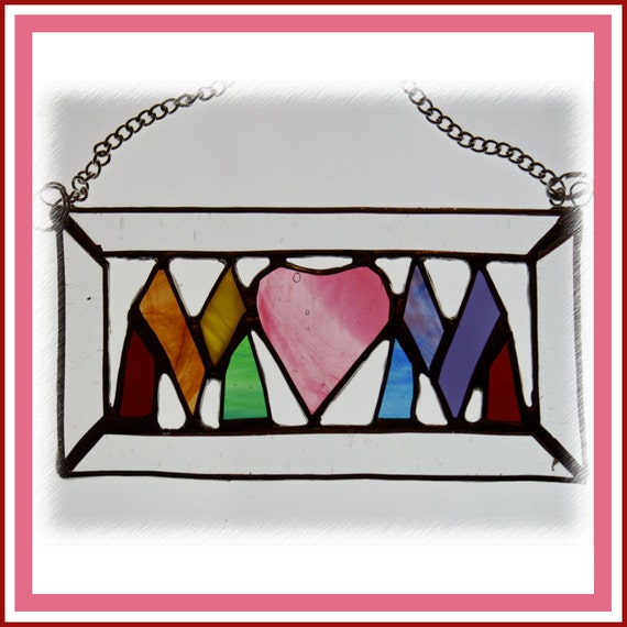 I Love Mum Suncatcher Stained Glass Handmade  