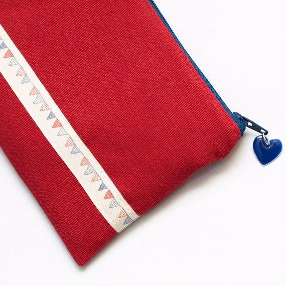 Zipper Pouch  I Love Bunting  Pencil Case  by BeledienHandmade