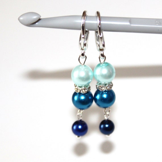 Blue & Silver Crochet Stitch Markers von faustapink900 auf Etsy