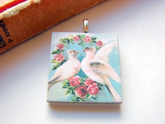 Little Wood Tile Pendant Mix and Match Love Birds von mimiandlucy