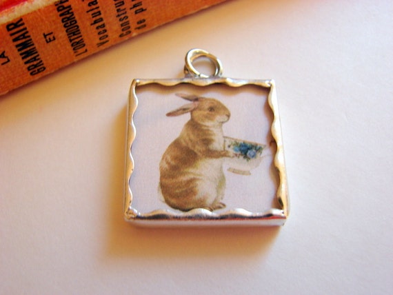 Tiny Soldered Glass Art Charm Pendant Little Brown von mimiandlucy