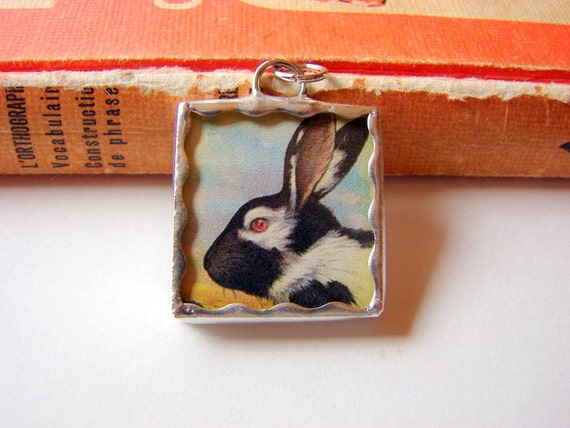 Tiny Soldered Glass Art Charm Pendant Black and von mimiandlucy