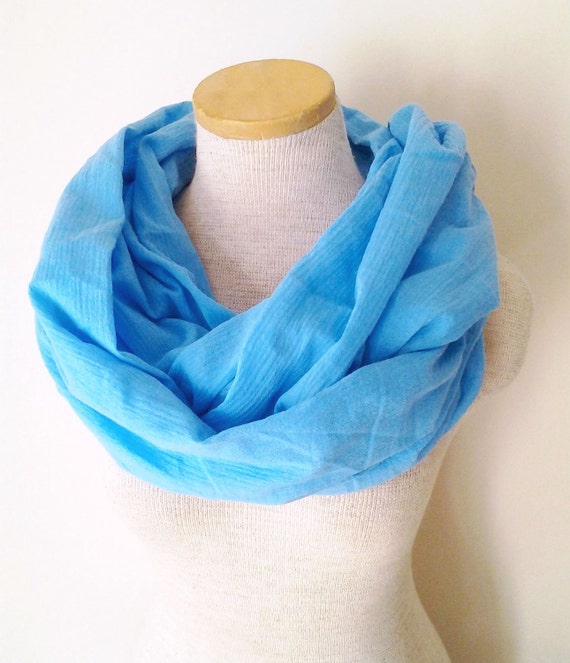 Peacock Blue Cotton Gauze Infinity Scarf - Spring and Summer 2012 Collection by MegansMenagerie on Etsy