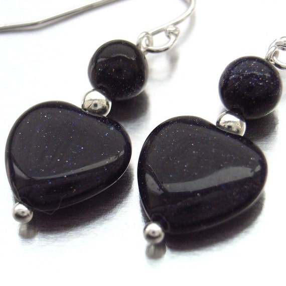 Heart earrings blue sandstone sterling von BlueForestJewellery