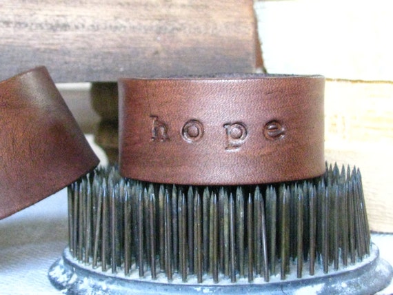 Leather Cuff / Bracelet, HOPE