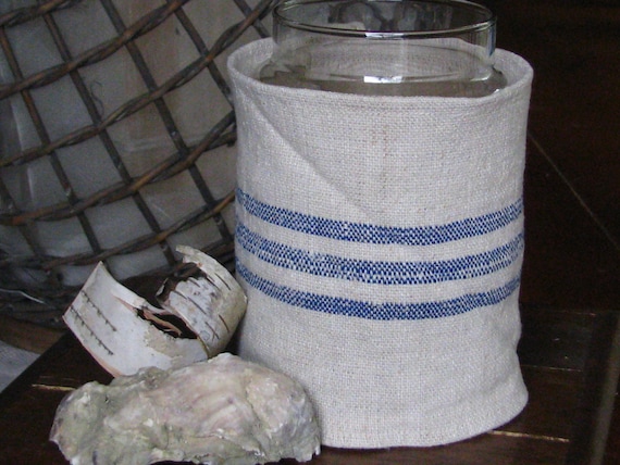 European Grain Sack / Flour Sack Jar Candle Cover