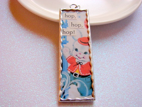 Soldered Glass Art Pendant Little Bunny Rabbit in a von mimiandlucy