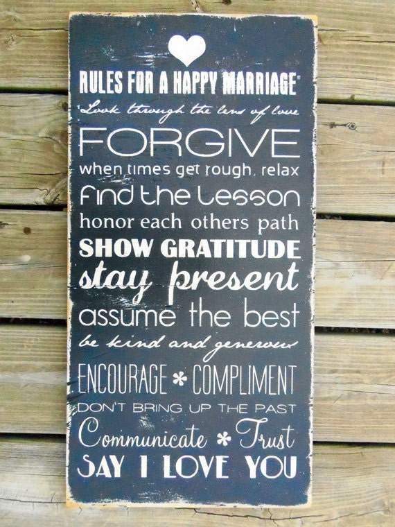 Typography Wall Art- Marriage Rules Wood Sign