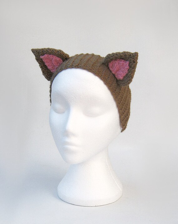 Knitted cat ears headband ear warmers knitted handmade von jarg0n