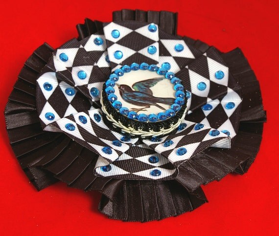 Raven hair clip retro Poe blue black goth von whiskeydarling
