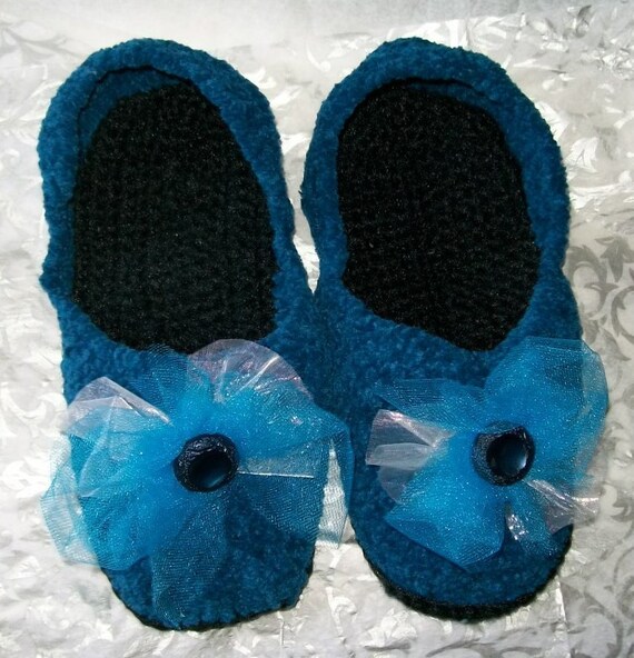 Crochet Boots Bootie Slippers Socks Blue Black von labostyle