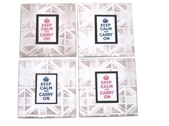 Blank Card Set Of 4 Keep Calm and Carry On von CShellCards auf Etsy